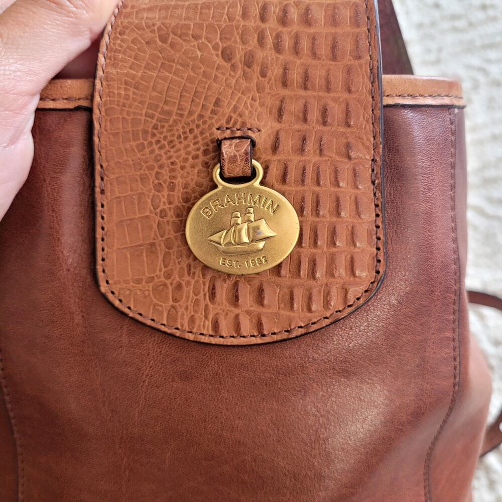 Brahmin Allie Backpack Whiskey Albright Leather Purse Bag - Picture 4 of 7